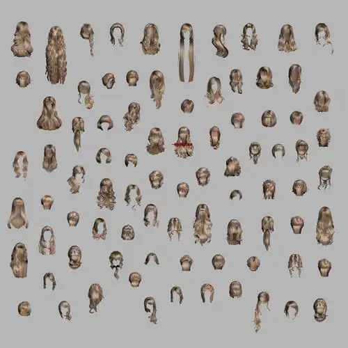 maya头发模型库500个现代女性人头发型高精度带贴图3dmax