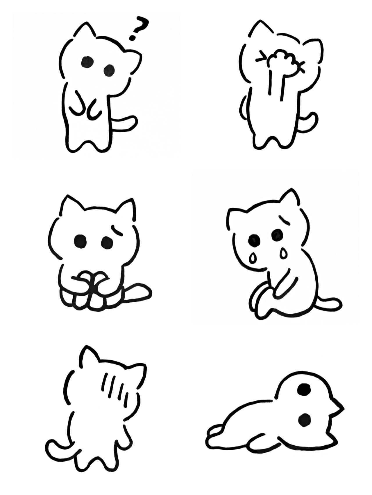 极简手绘表情动物:93可爱小猫咪 93:最近看新闻的心情 6767