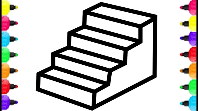 儿童简笔画:金粉台阶画画