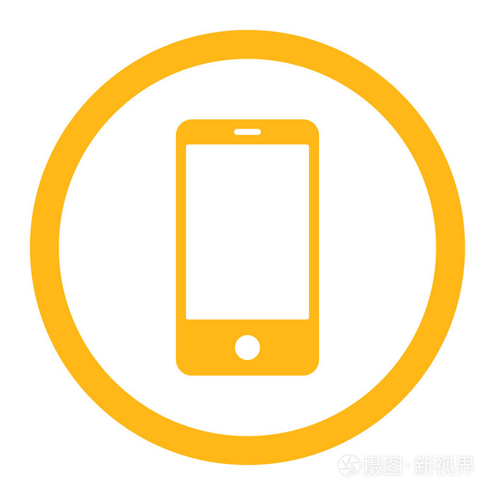 智能手机平黄颜色圆形矢量图标