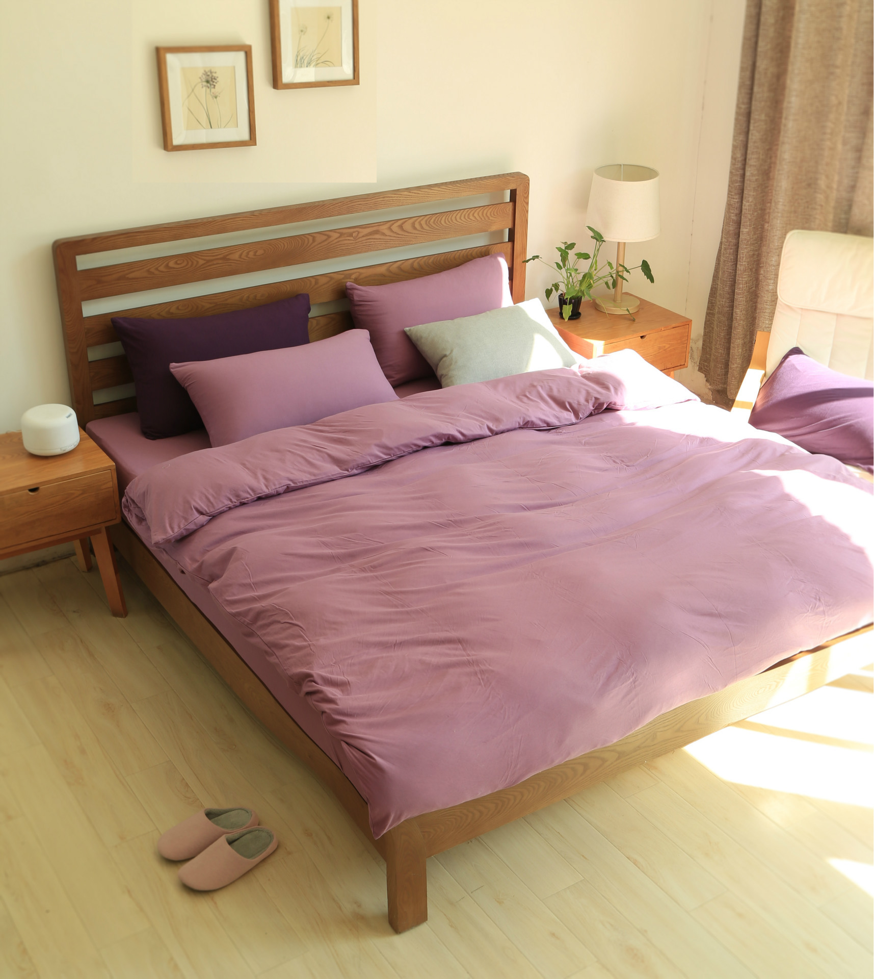 无印良品纯色四件套裸睡床品全棉床上用品针