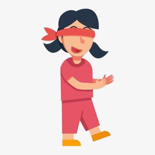 蒙上眼睛的女孩简笔画