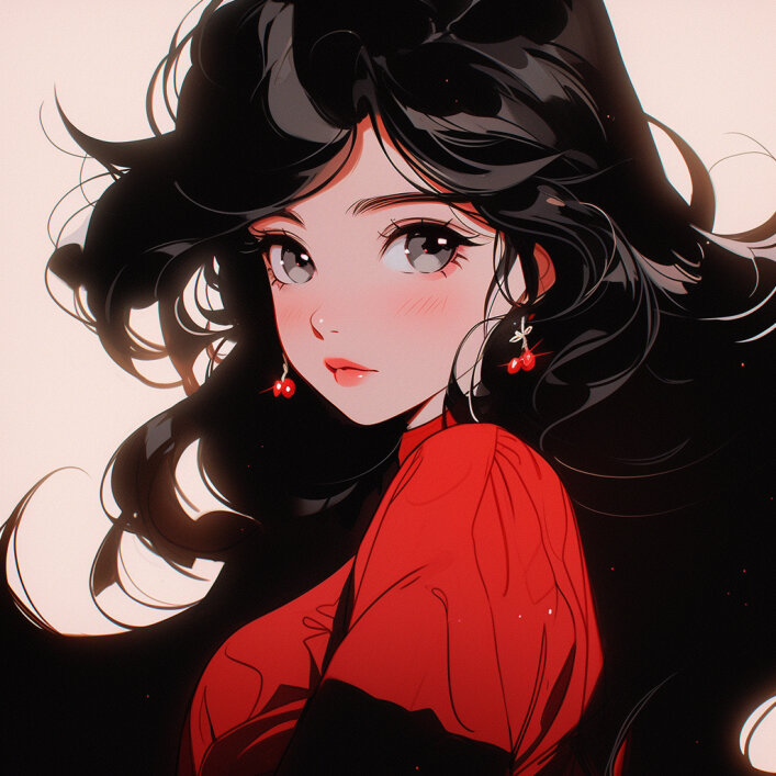 高冷77红黑色系 优质女生头像 大家好,我是野生的ai训练师一枚.