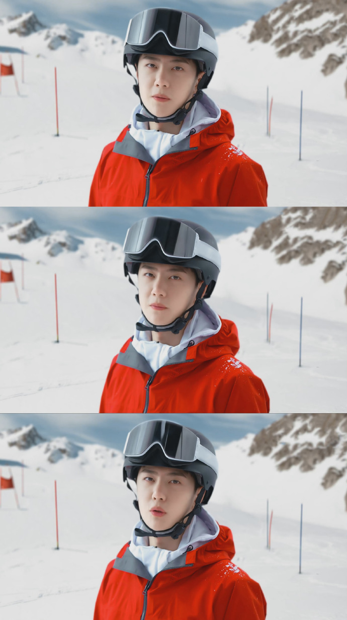 王一博致敬冬奥冰雪大片#穿着红色滑雪服的王一博,好帅和冬奥文化