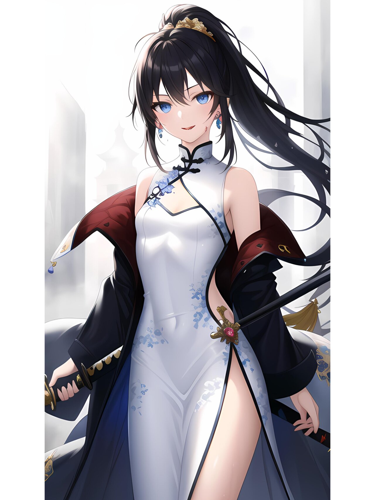 中式古代侠客风女子,动漫二次元绘画人物