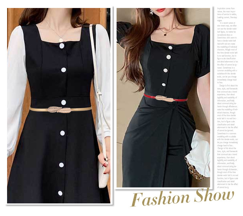 腰带女细装饰配裙子毛衣韩版时尚小皮带真皮黑色韩国简约日系腰链