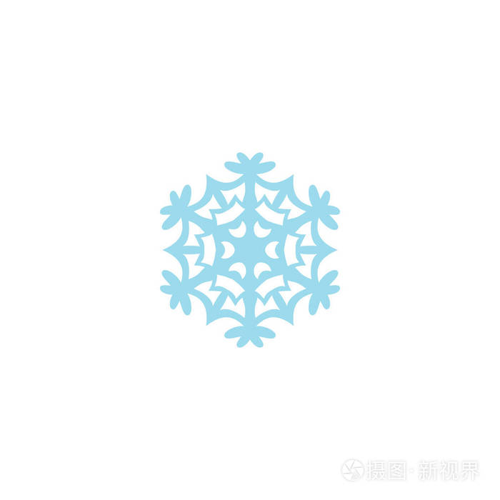 平片雪花元素.矢量图的平冬季雪上干净的背景孤立.
