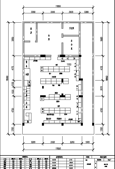 100平方米超市卖场布局规划设计施工cad图纸