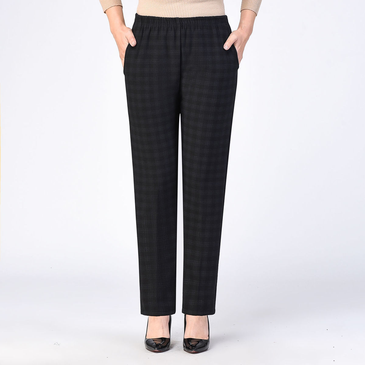 秋冬季60岁老年人裤子女宽松高腰中老年妈妈女裤休闲大码直筒妈妈