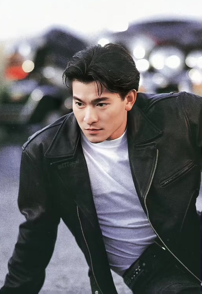 一组机车皮衣刘德华摄影