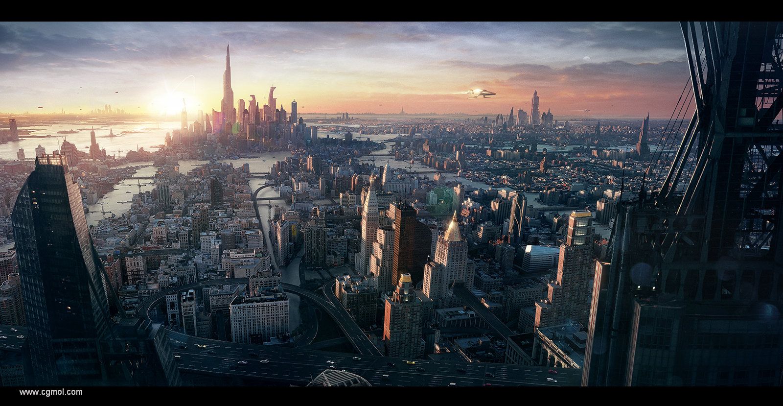 未来城市概念插画设计