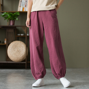 苎麻老爹灯笼裤女春秋高腰女裤宽松休闲棉麻裤子哈伦裤阔腿裤长裤