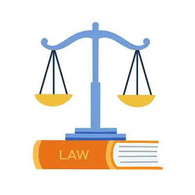 彩色卡通天平课本法律法律元素png素材