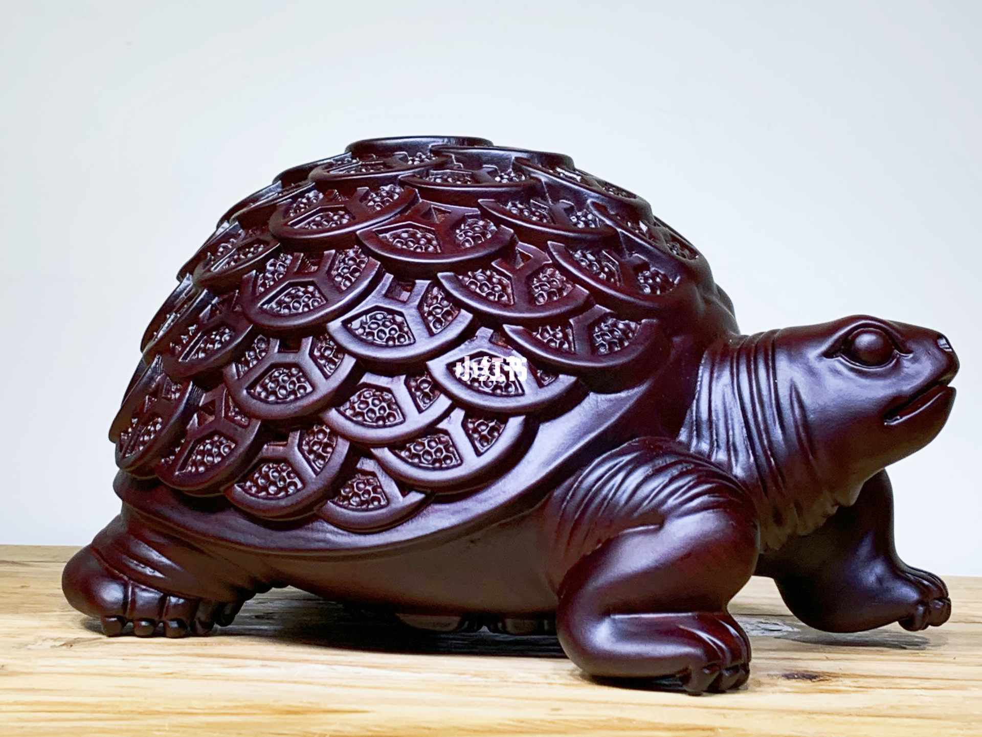 金钱八卦龟黑檀木雕实木质乌龟摆件工艺品
