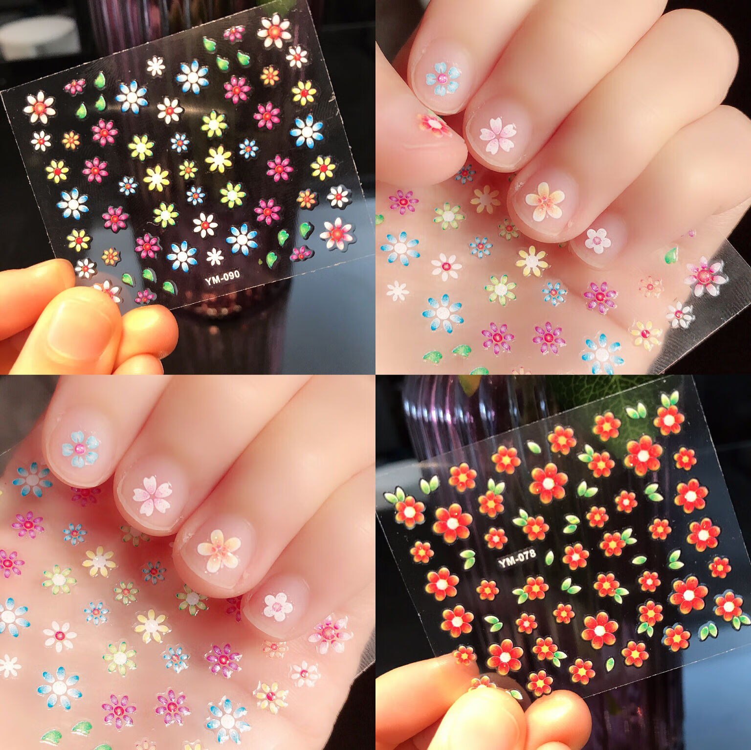 母节礼物3d指甲贴儿童小仙女指甲贴花防水美甲贴纸3d彩花5张