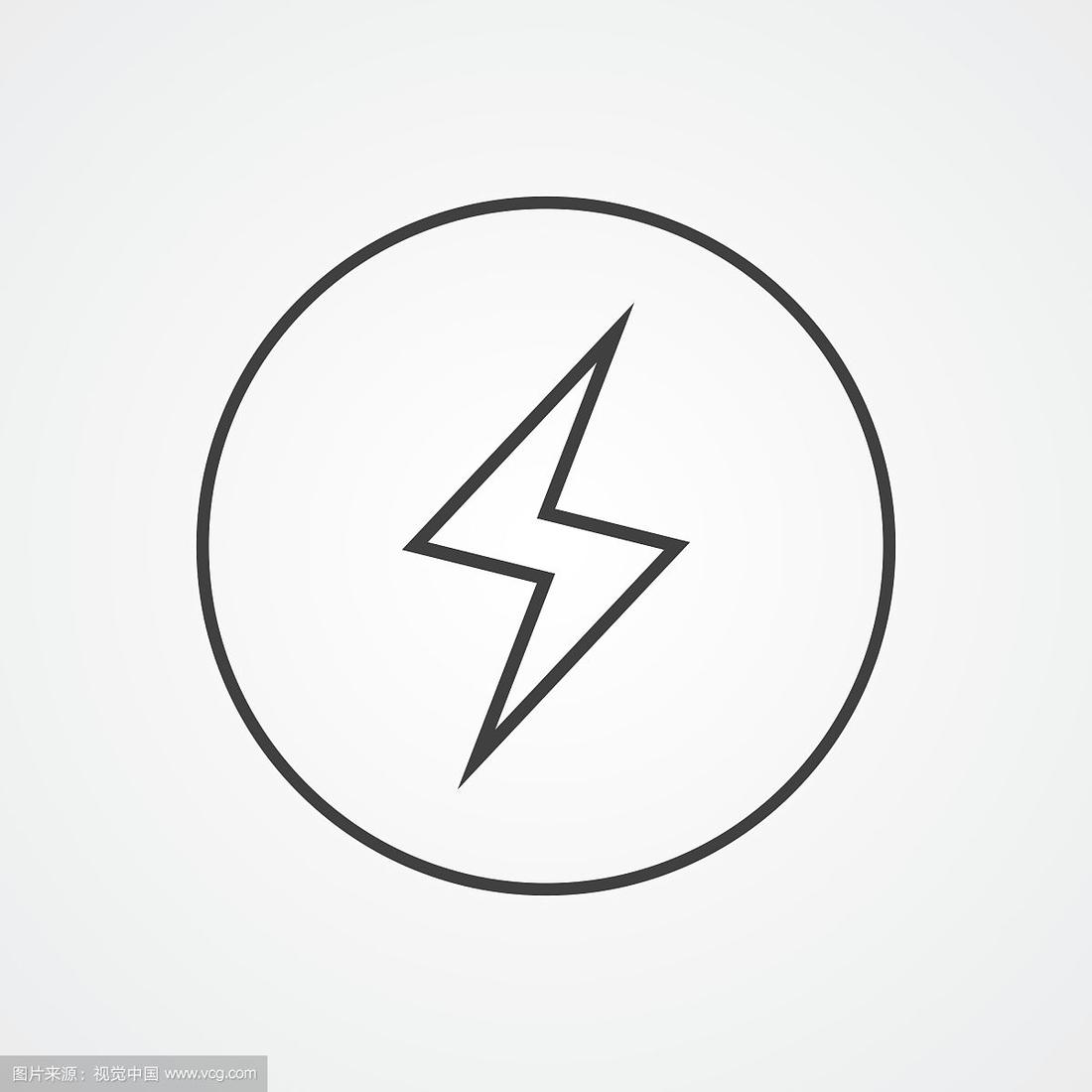 闪电轮廓符号黑色的白色背景