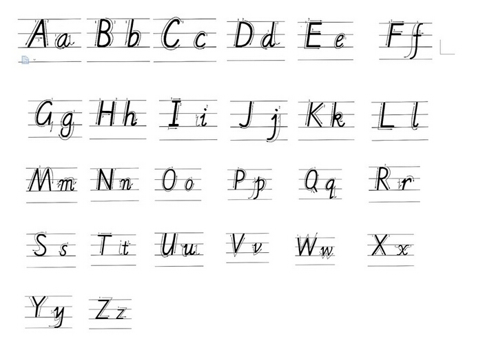 怎么写英语26 个字母大小写各一行图片