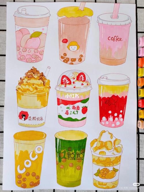手帐饮品简笔画