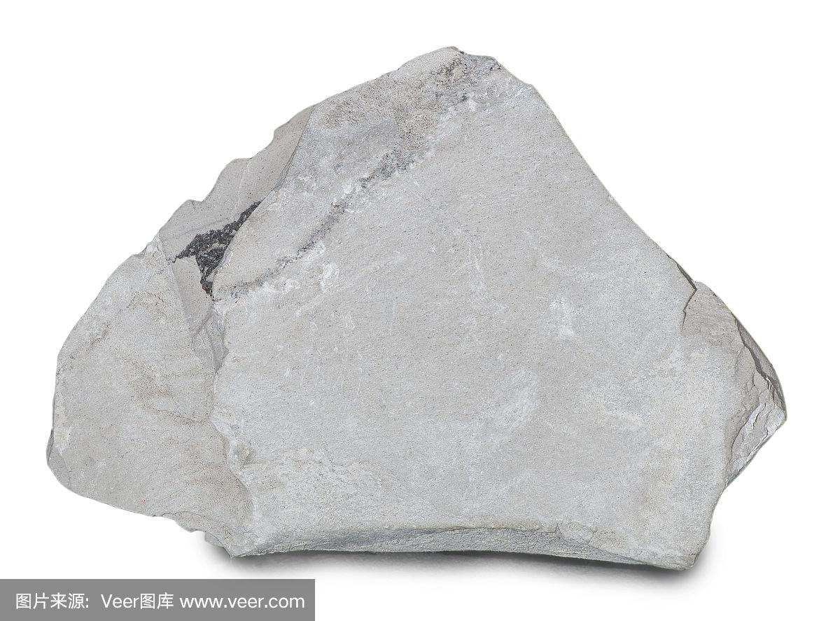 矿物泥灰岩(泥灰岩)孤立在白色背景上
