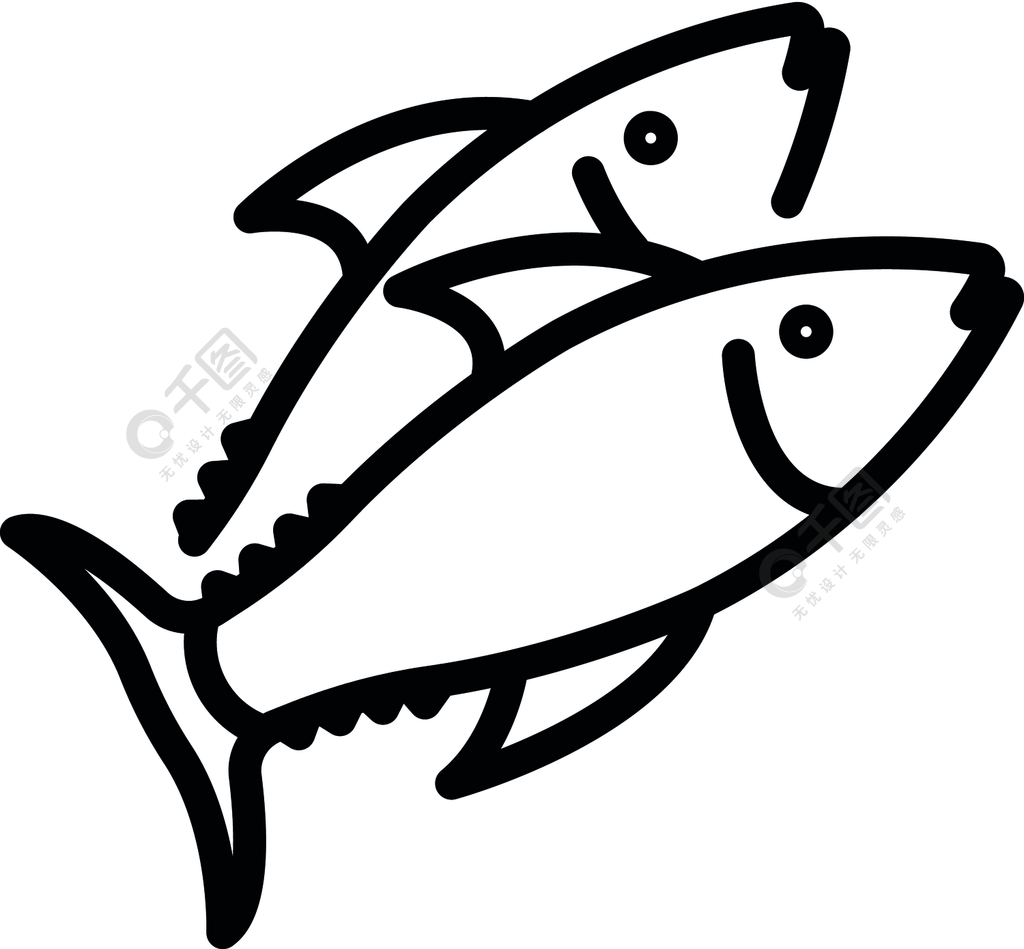希腊海水鱼图标大纲希腊海鱼矢量图标在白色背景上孤立