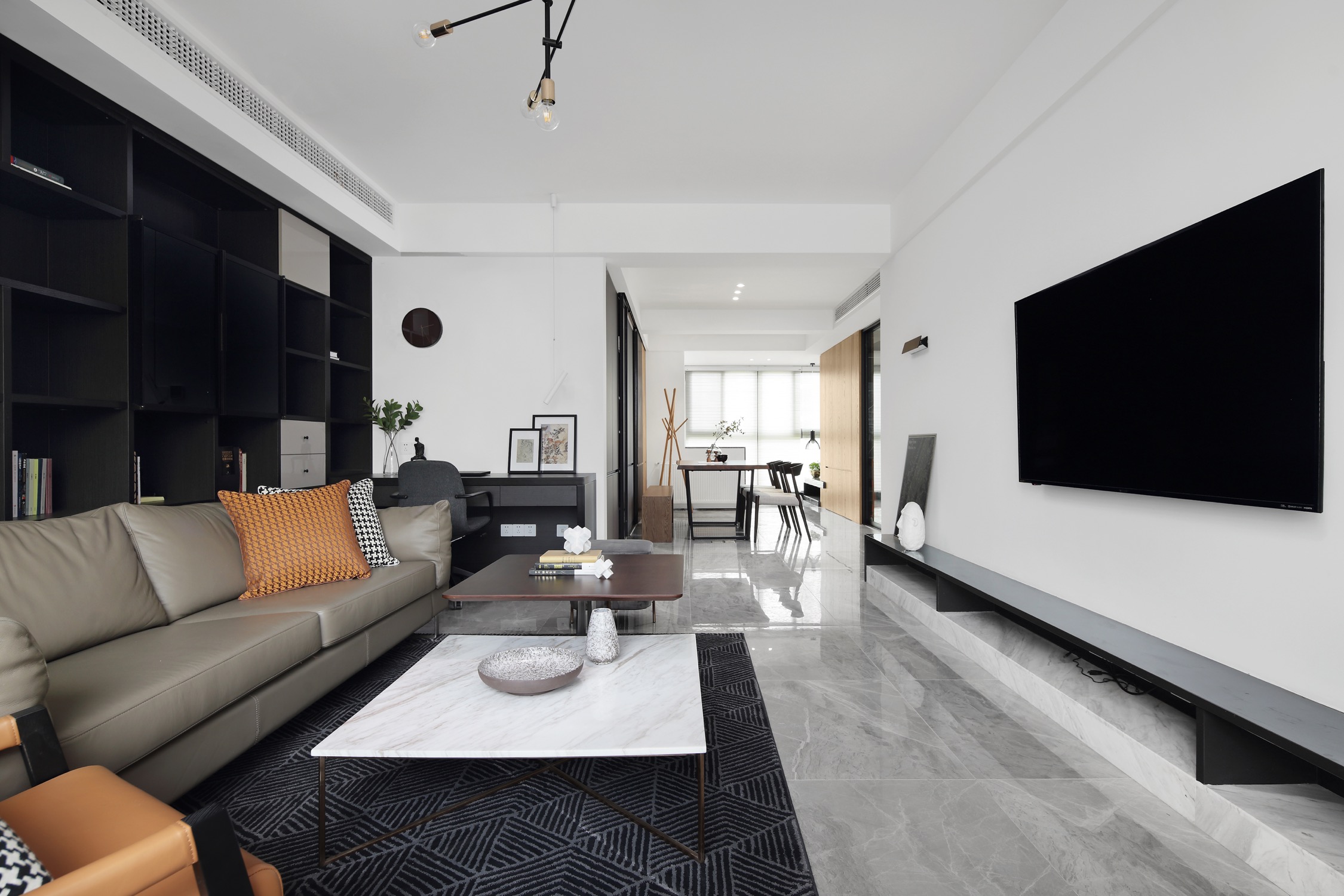 135平极简风格客厅装修效果图