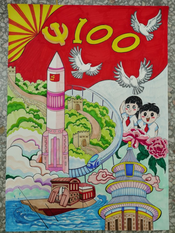 庆祝建党100周年绘画作品