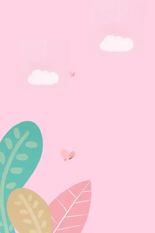 粉色温馨卡通夏季叶子背景