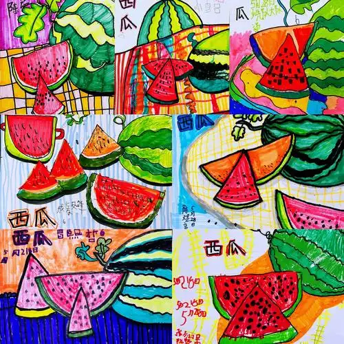 幼儿园大班5——6岁宝贝画西瓜91