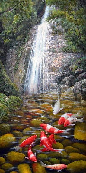 九鱼戏水雕刻图案