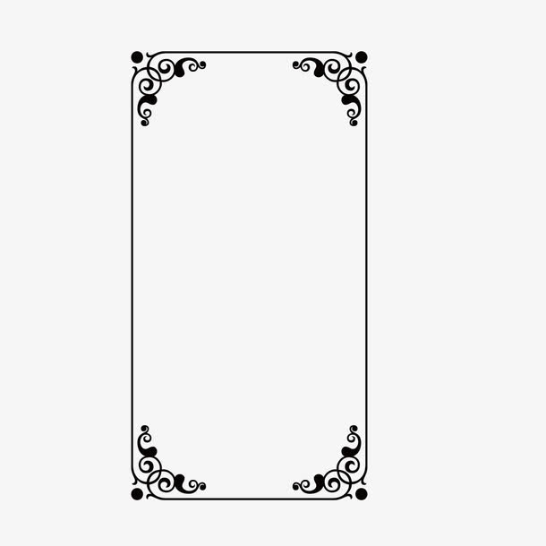 矢量黑色线条四角竖边框免抠素材免费下载_觅元素51yuansu.com