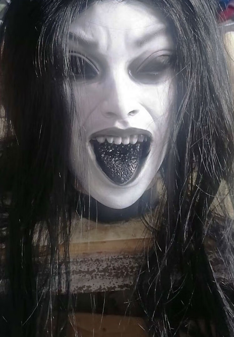 定制万圣节恐怖鬼面具鬼屋密室逃脱长发女鬼丧尸僵尸头套吓人鬼脸道具