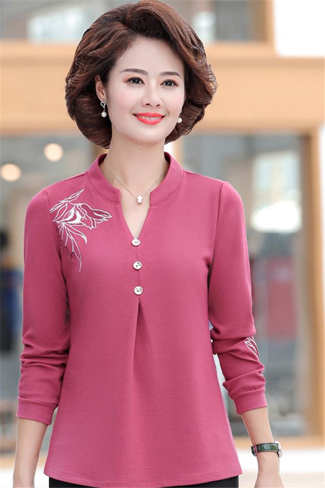 套装新款妈妈春装打底衫洋气40岁50中老年女春秋长袖上衣打底小衫套装