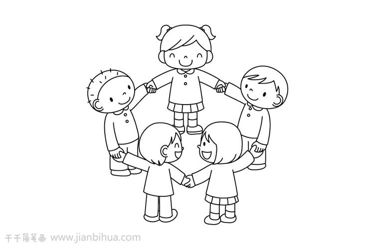 两个小人手牵手简笔画