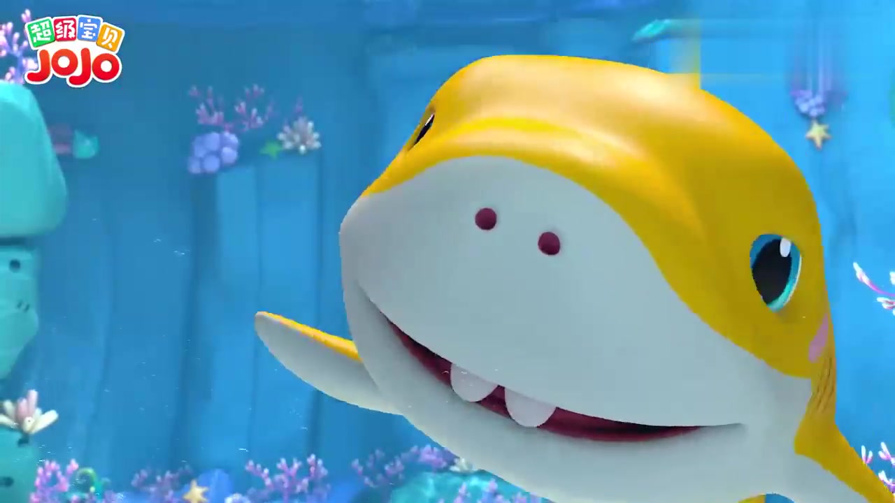 动漫壁纸:小宝宝一家人一起和鲨鱼们唱歌跳舞,玩得很开心