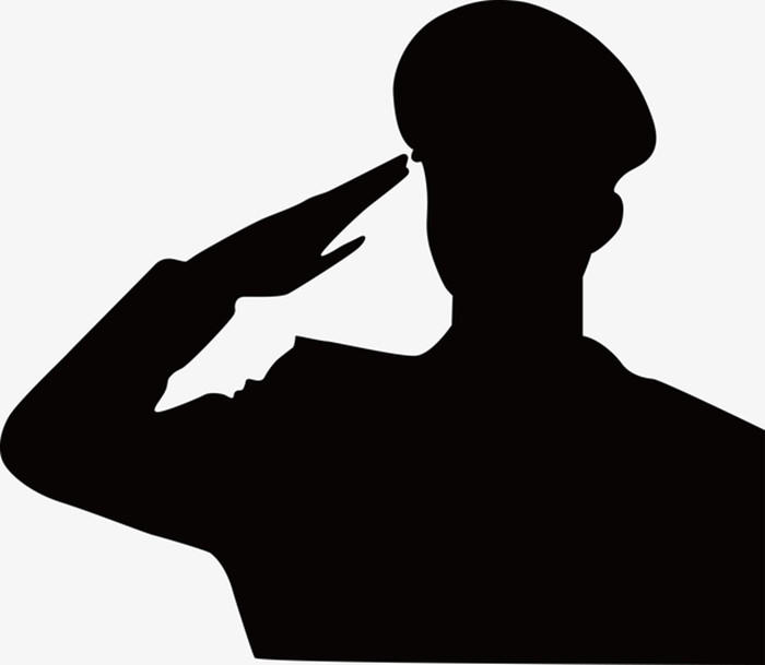 八一军人敬礼背影矢量图