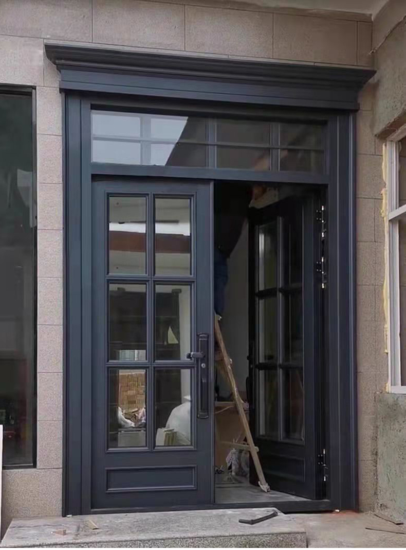 别墅双开大门豪华高端大气别墅大门网红双开玻璃门定制锌合金防盗门