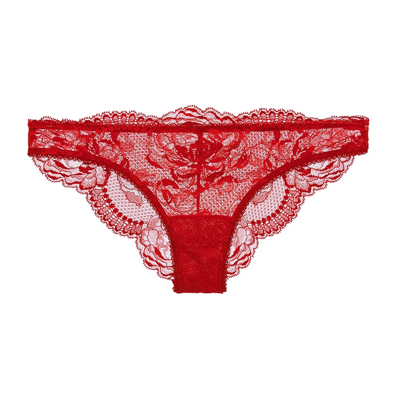 la perla奢侈品女装女士内裤brigitta超薄透气蕾丝边花朵刺绣三角裤