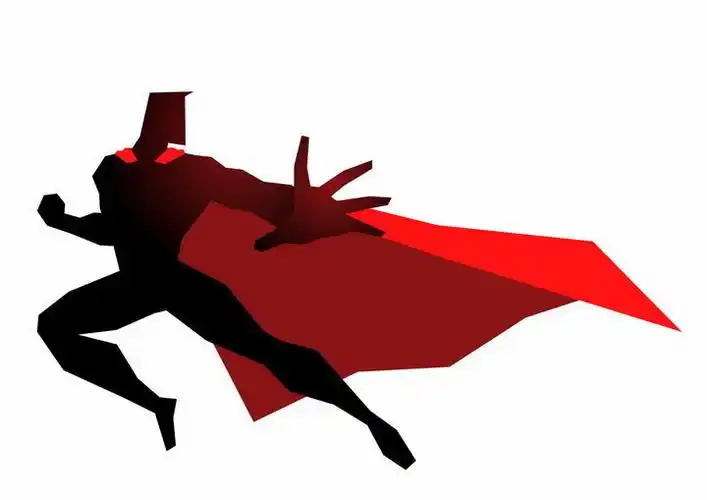 黑色插画风格身穿红色披风的漫画超人png图片免抠素材