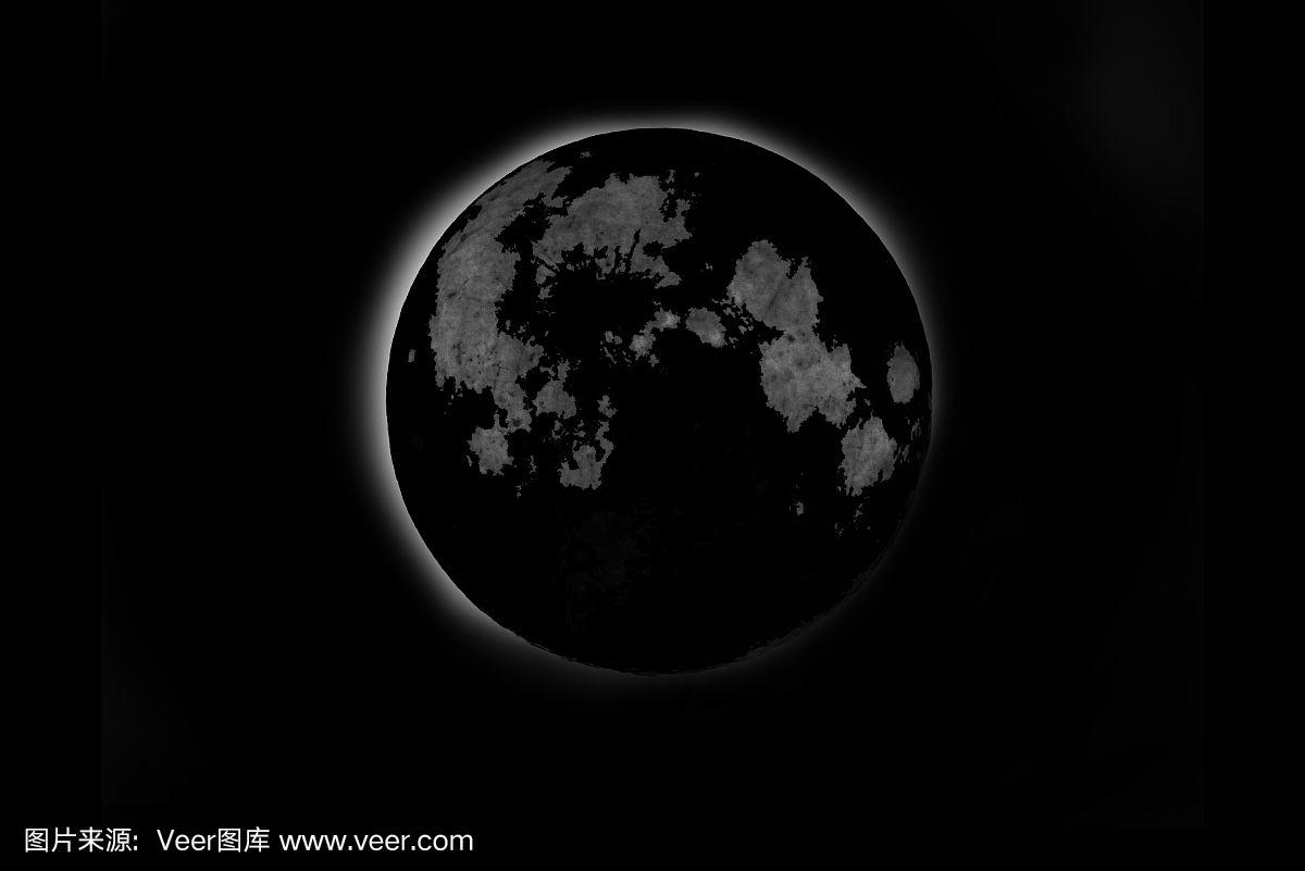 天上有一轮黑月亮,一个月食,一个满月