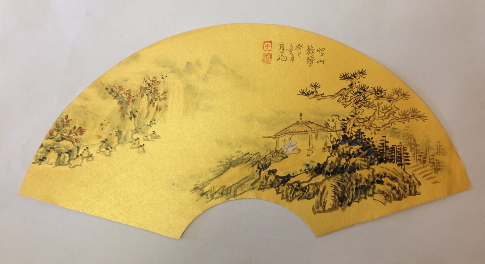 田应福迷人的山水小品扇面一