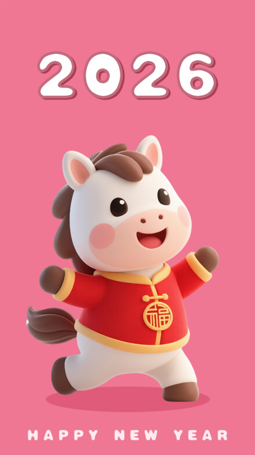 手绘卡通可爱2021春节手机壁纸海报