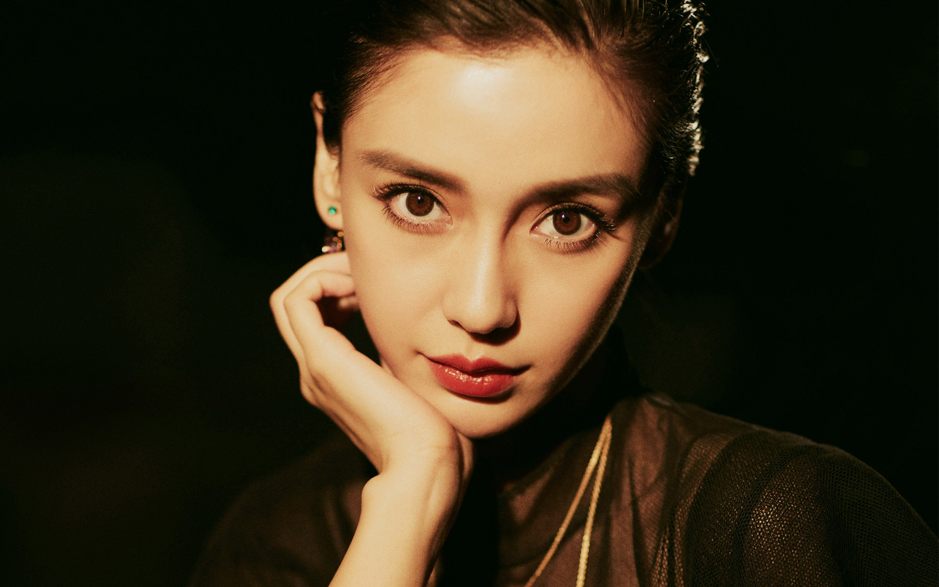 angelababy复古黑纱长裙性感图片桌面壁纸