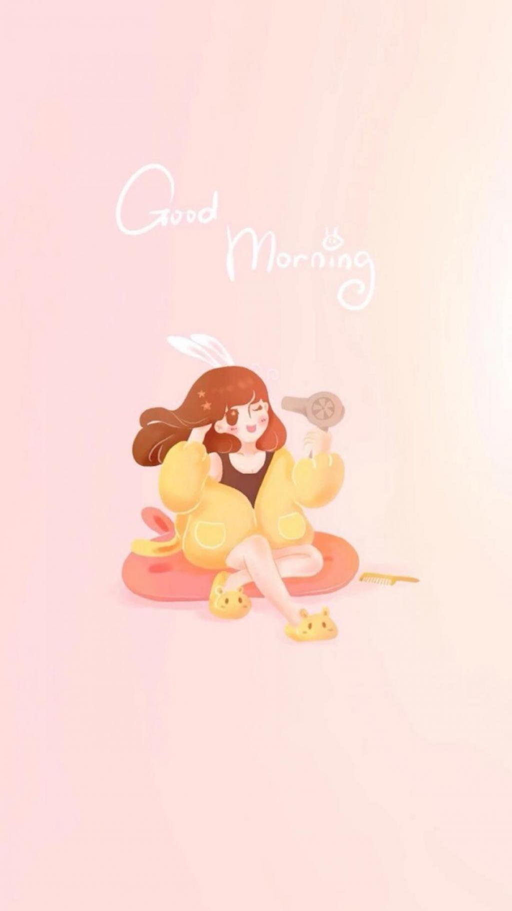 超可爱早安女孩插画