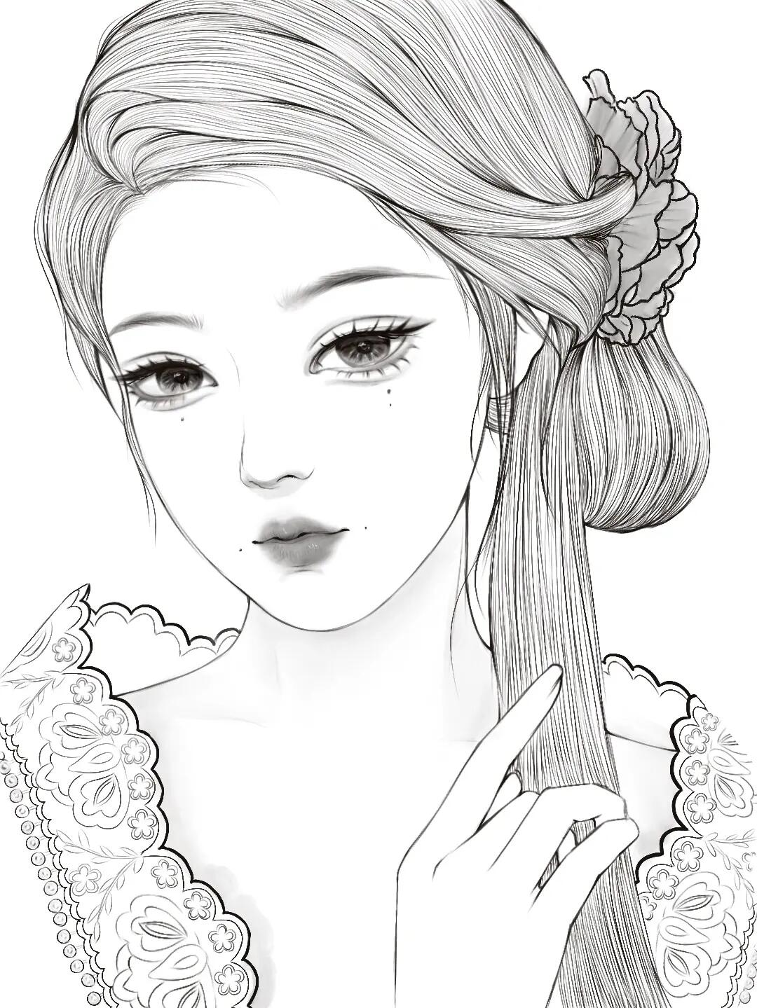 好喜欢古典美人啊古风手绘线稿喵喵子