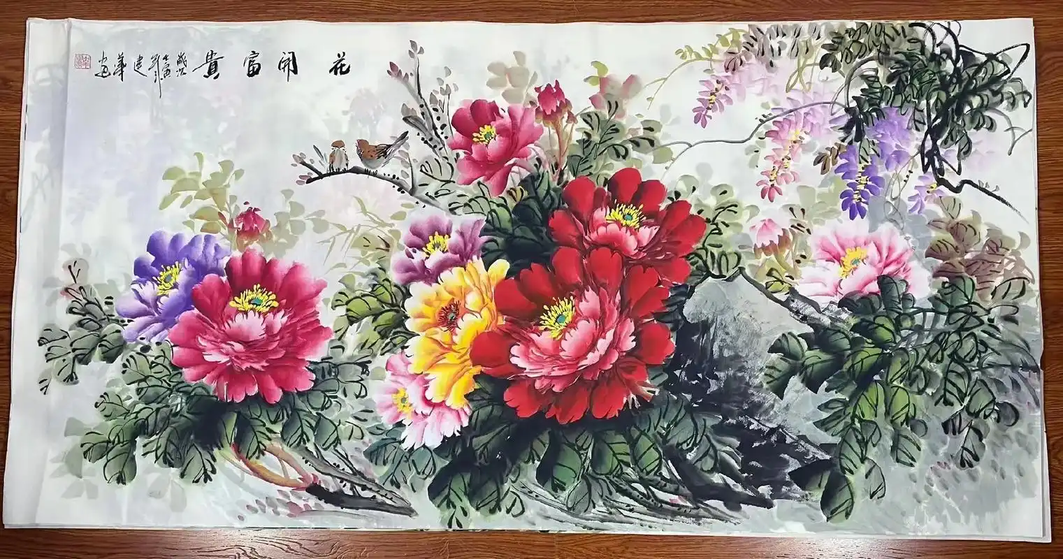 手工牡丹画#写意国画 #花鸟画 #花开富贵 #富贵满堂  - 抖音