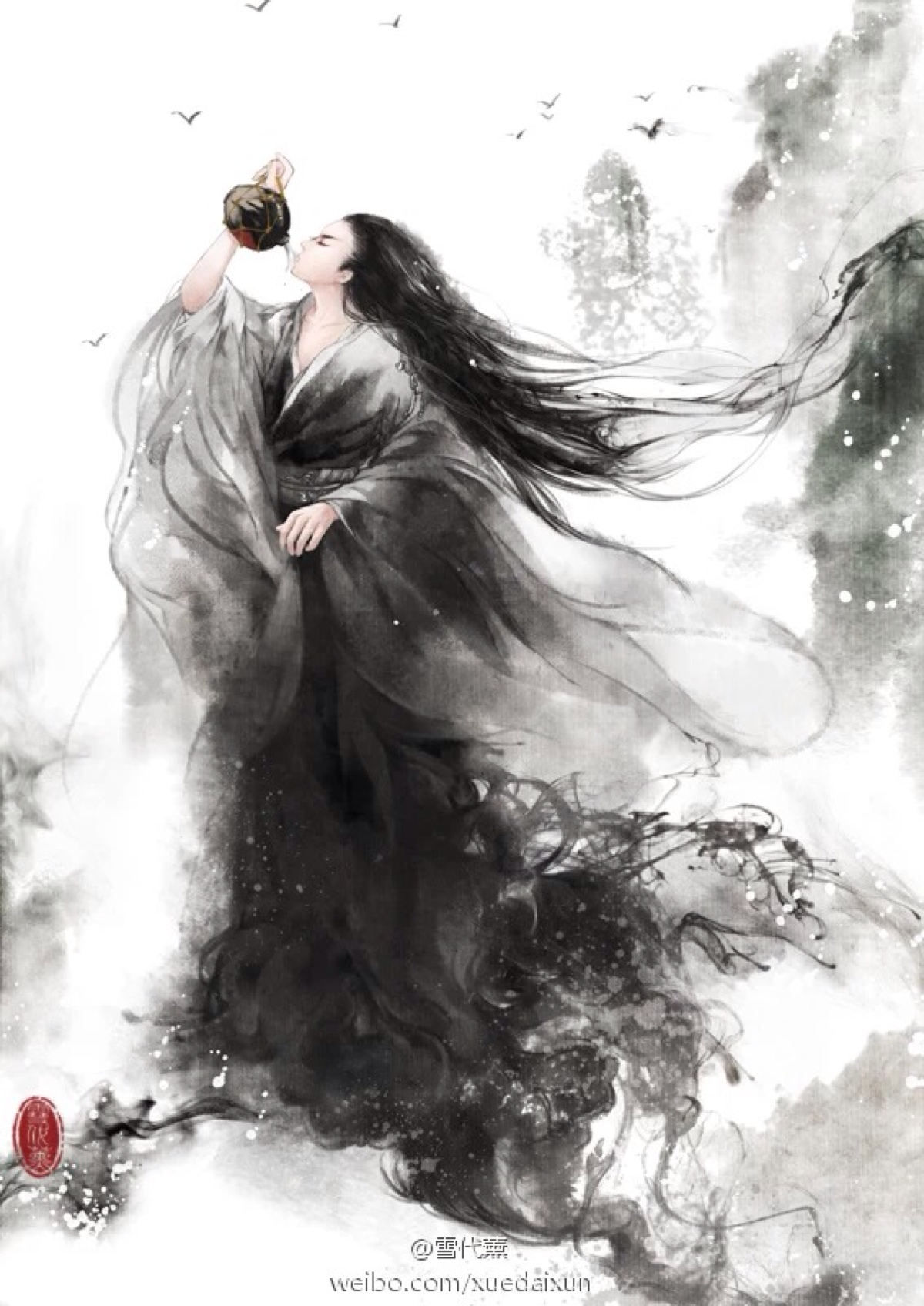 有匪君子 古琴 美男 汉服 手绘 妖孽 酒狂