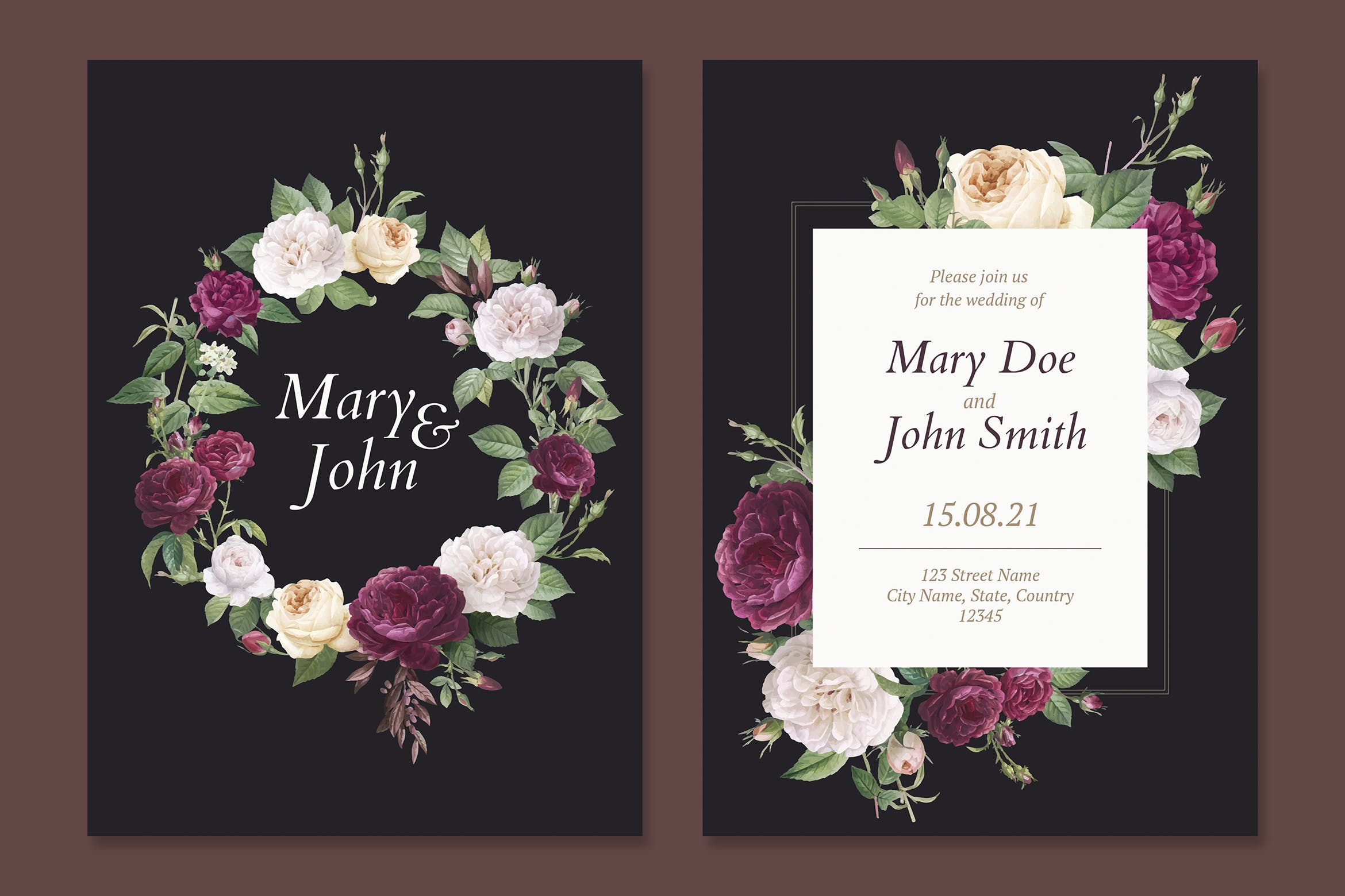 花艺婚礼邀请卡模板floral wedding invitation card template du3l8a