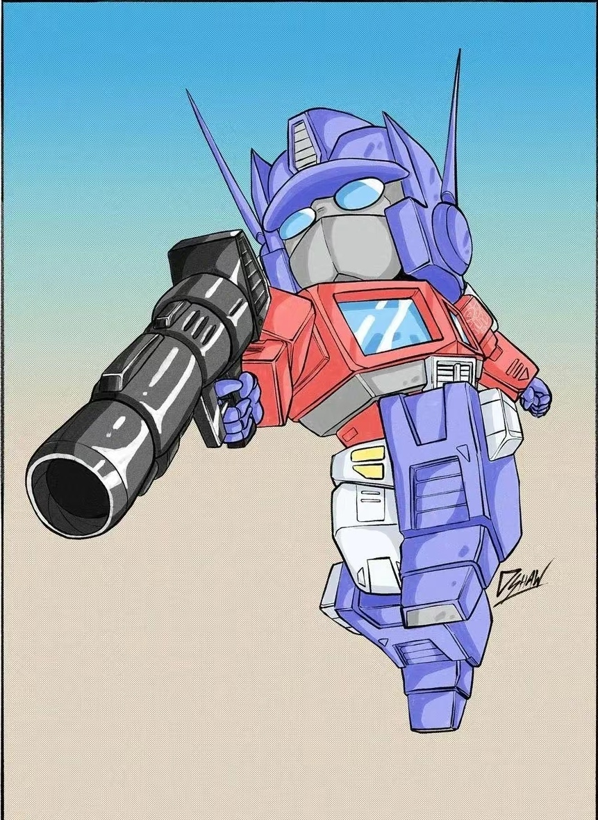 画师minyung绘制的一组q版变形金刚角色插画,描绘了不同时期双方的领