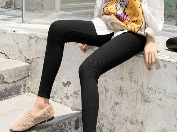 女裤螺纹户外隐形拉链打底裤免脱外穿紧身裤方便长裤 黑色(春  )