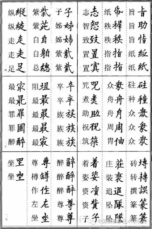 异体字对照表